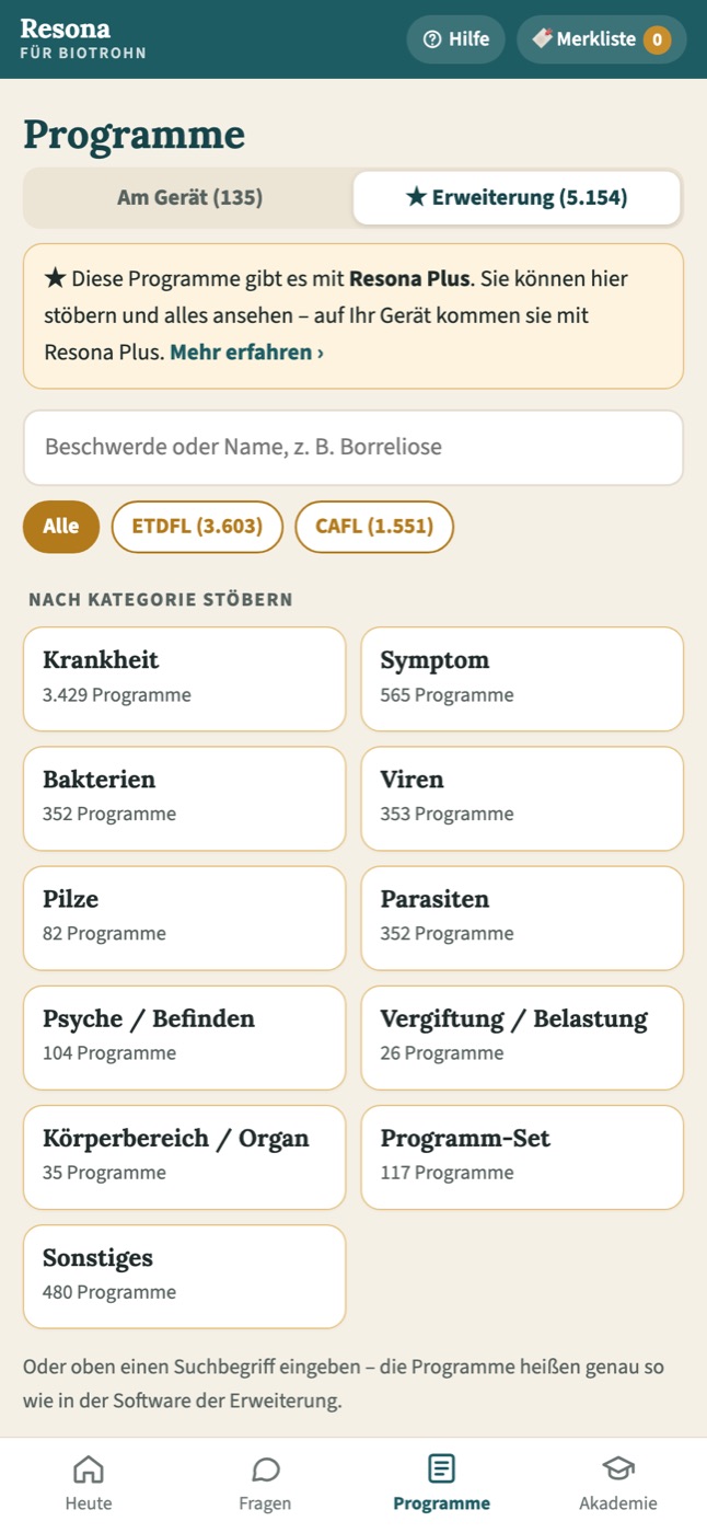 Erweiterungsprogramme in Resona